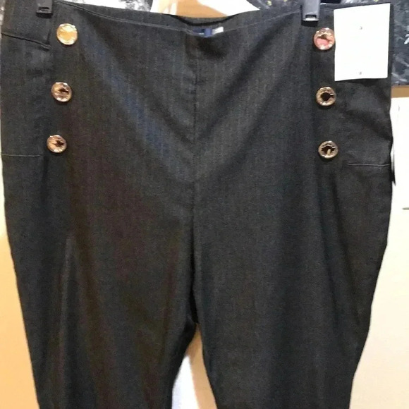 NWT TOMMY HILFIGER Dark Gray Pinstripe Stretch Ankle Length Pants Slim Fit-16 - Picture 3 of 12